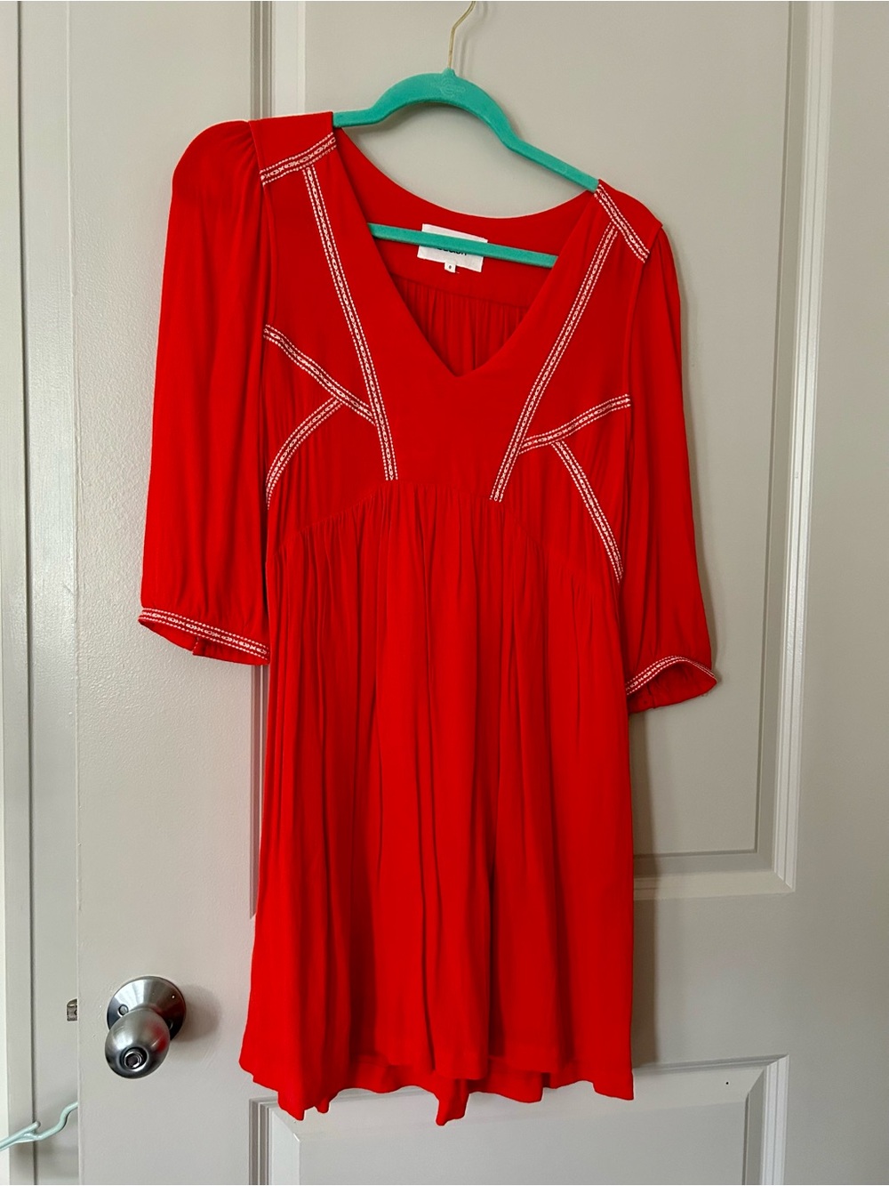 ba&sh Orange V-Neck Babydoll Dress